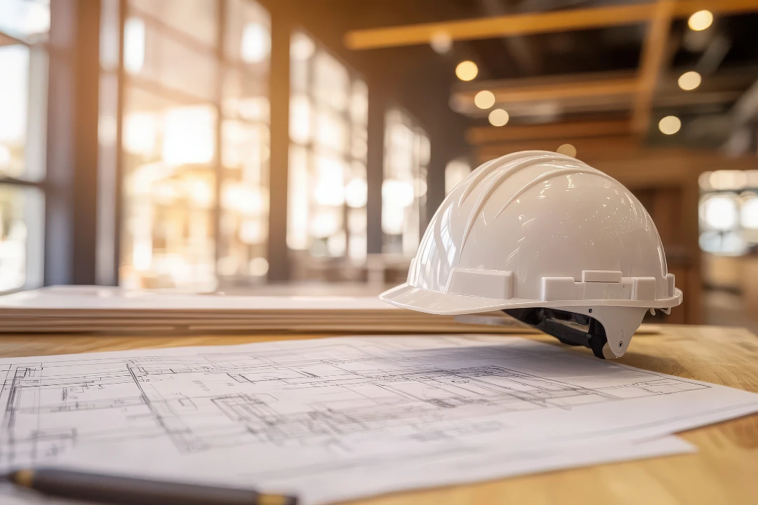 Blueprints and floor plans for a commercial tenant improvement project during preconstruction planning